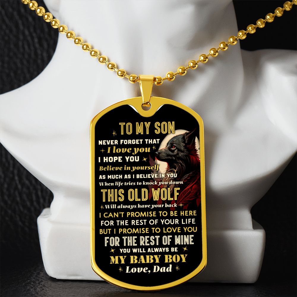To My Son - Always Have Your Back, DogTag Necklace Gift