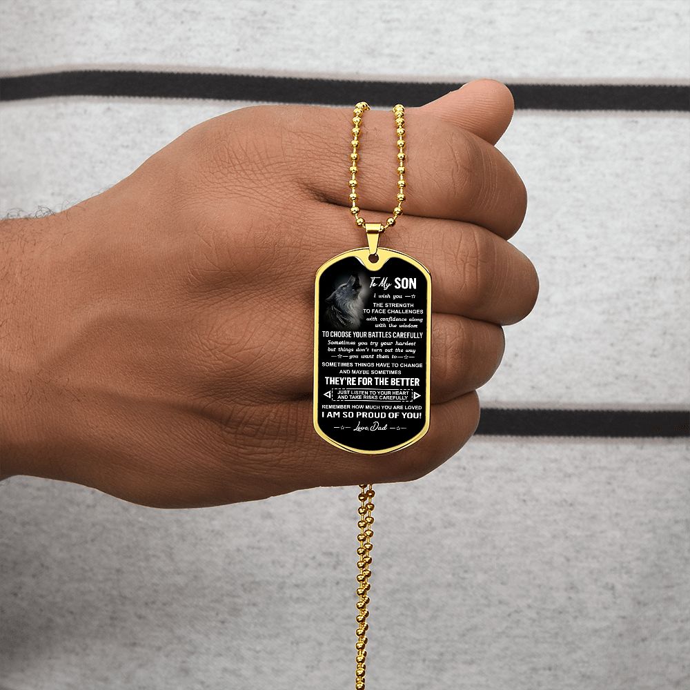 Son I Wish You, Dog Tag Necklace, Graduation Gift, Birthday Gift Idea For Son From Dad