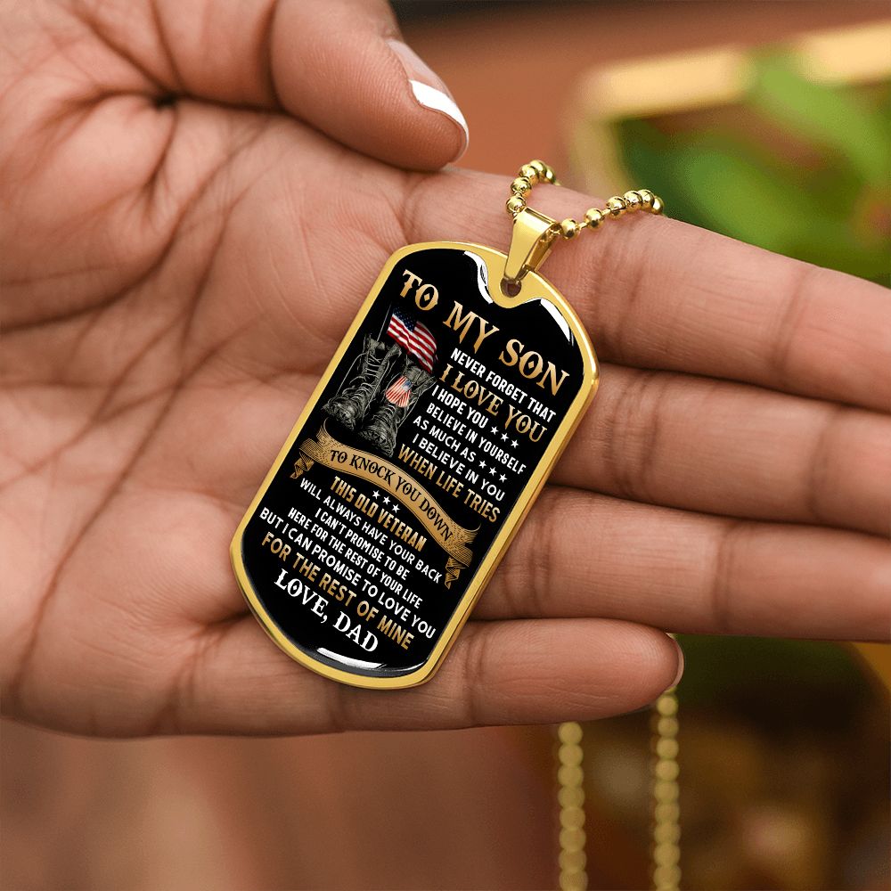 To My Son | This Old Veteran | Dog Tag Necklace | Gift For Son From Dad