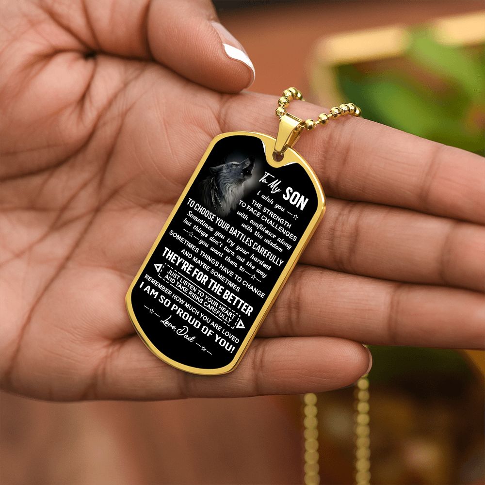 Son I Wish You, Dog Tag Necklace, Graduation Gift, Birthday Gift Idea For Son From Dad