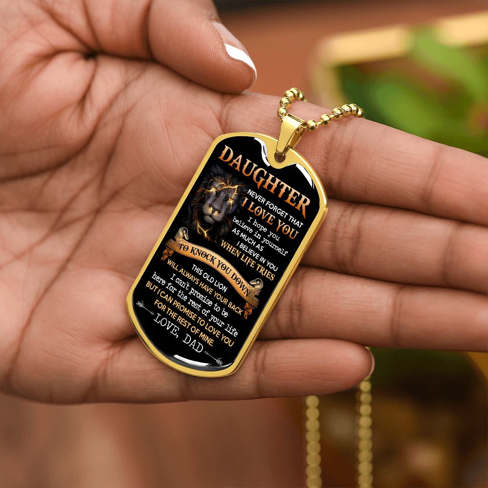 To My Daughter | This Old Lion | Dog Tag Necklace | Gift For Son From Dad