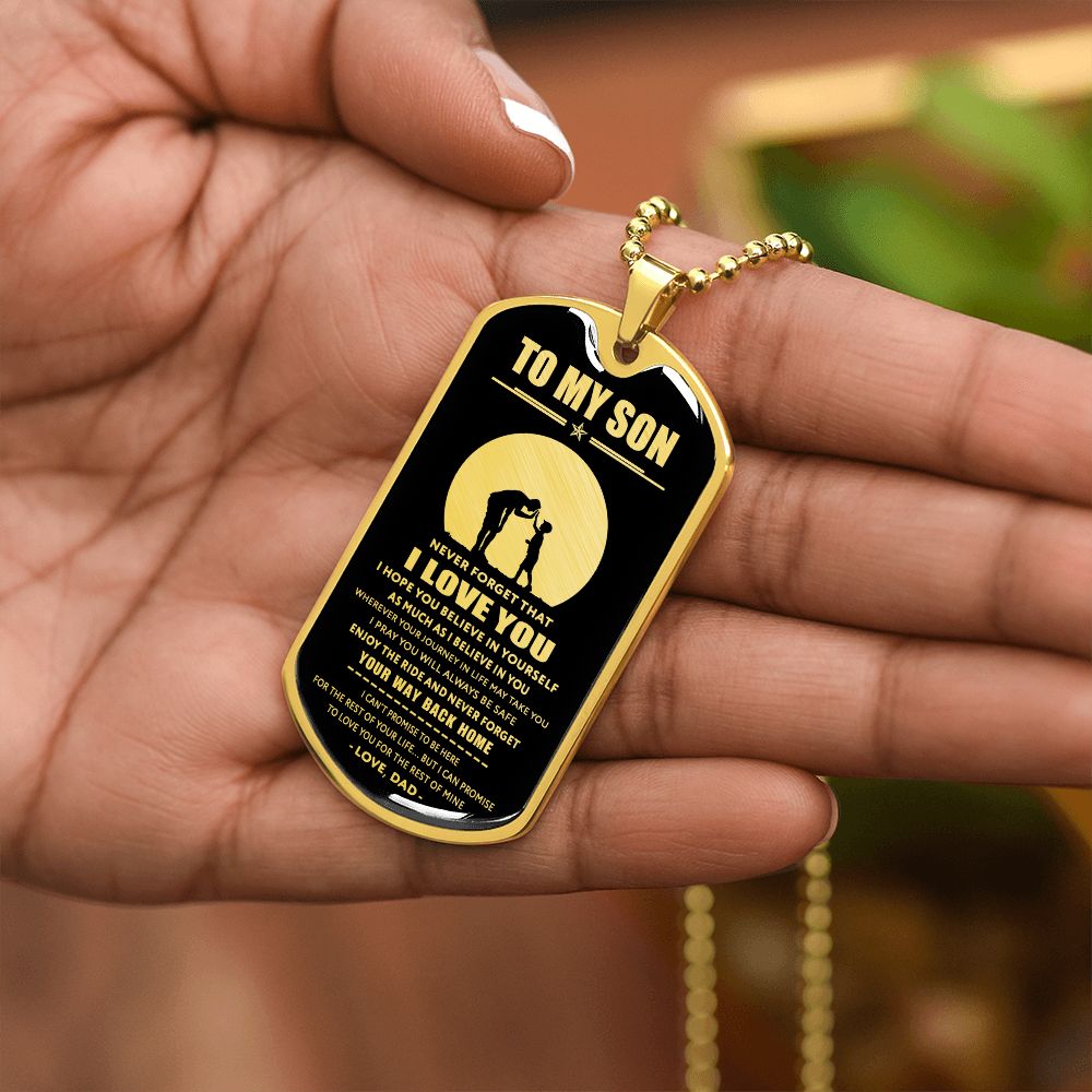 Son Way Back Home, Dog Tag Necklace, Gift For Son From Dad