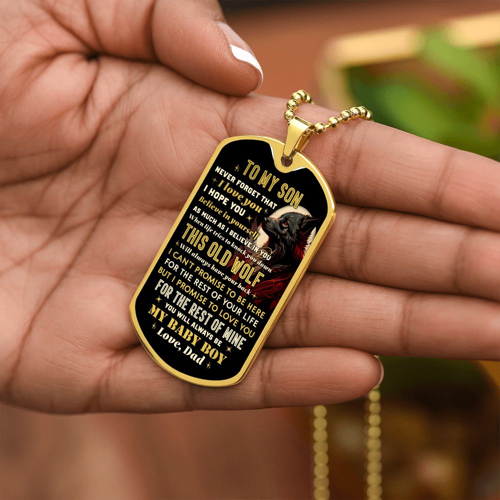 To My Son - Always Have Your Back, DogTag Necklace Gift