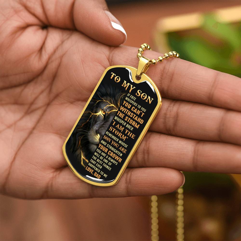 Son Straighten Your Crown, Dog Tag Necklace, Best Gift For Son From Dad