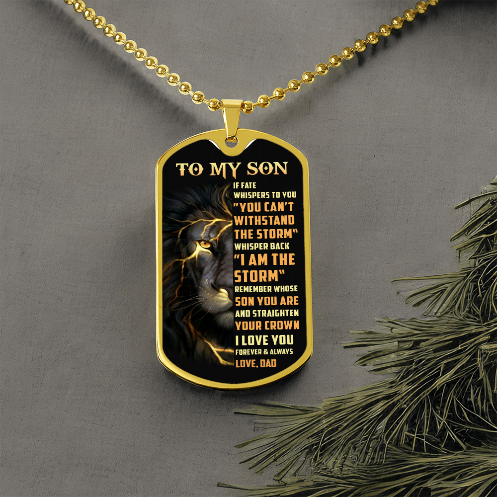 To My Son The Storm, Dog Tag Necklace, Perfect Gift For Son, Father & Son Gift