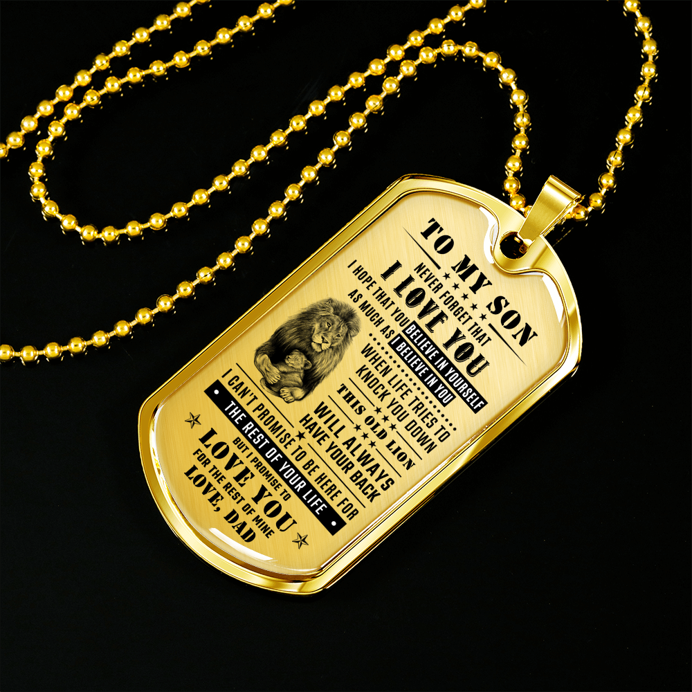 To My Son - This Old Lion Will Always Have Your Back, DogTag Necklace Gift to Son