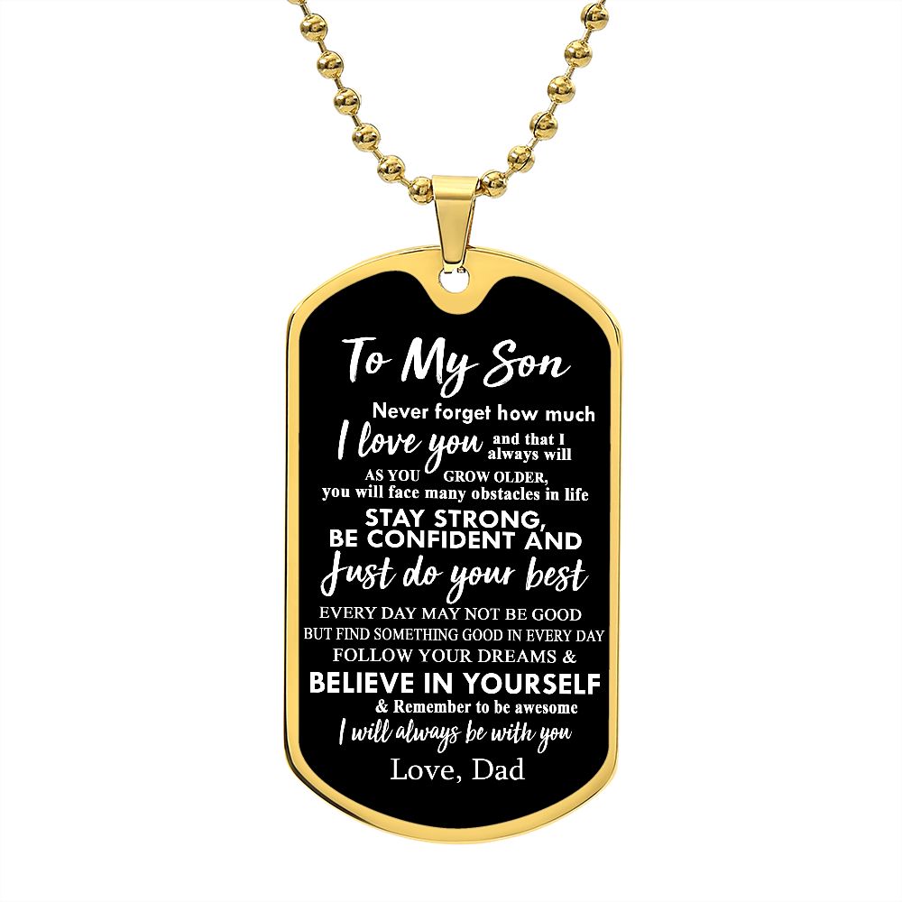 To My Son From Dad | I Will Always Be With You | Dog Tag Necklace | Gift For Son