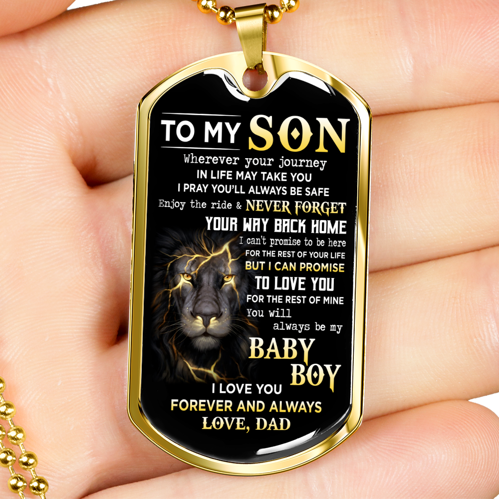 To My Son | Never Forget Your Way Back Home | Dog Tag Necklace | Gift For Son From Dad