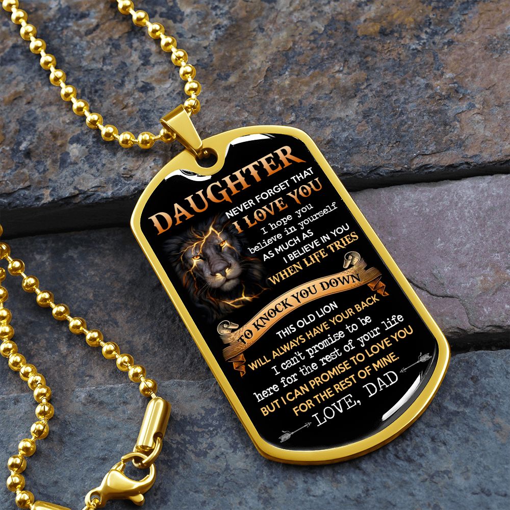 To My Daughter | This Old Lion | Dog Tag Necklace | Gift For Son From Dad