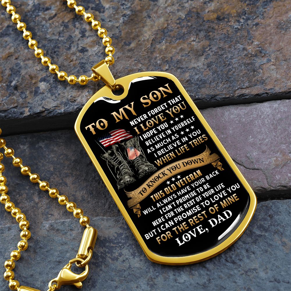 To My Son | This Old Veteran | Dog Tag Necklace | Gift For Son From Dad