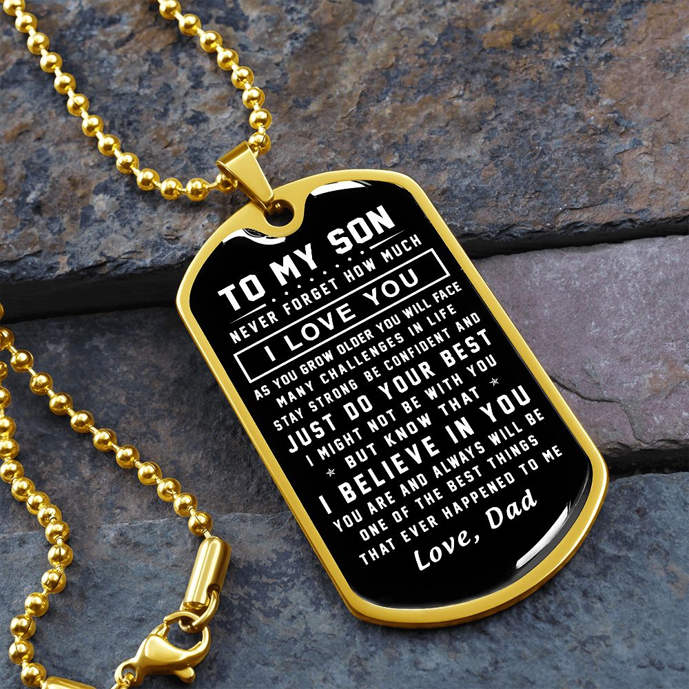 To My Son Gift From Dad | Stay Strong Be Confident | Dog Tag Necklace