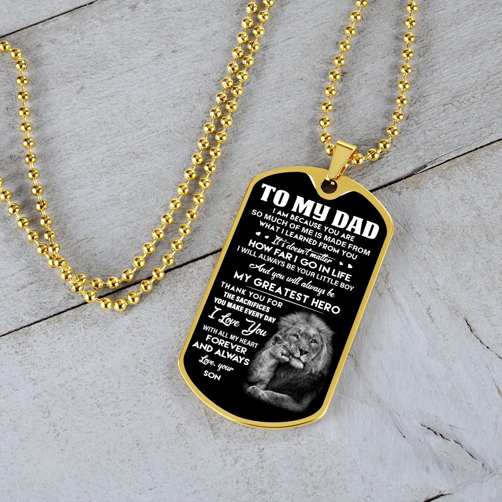 Dad My Greatest Hero, Dog Tag Necklace, Father's Day Gift For Dad