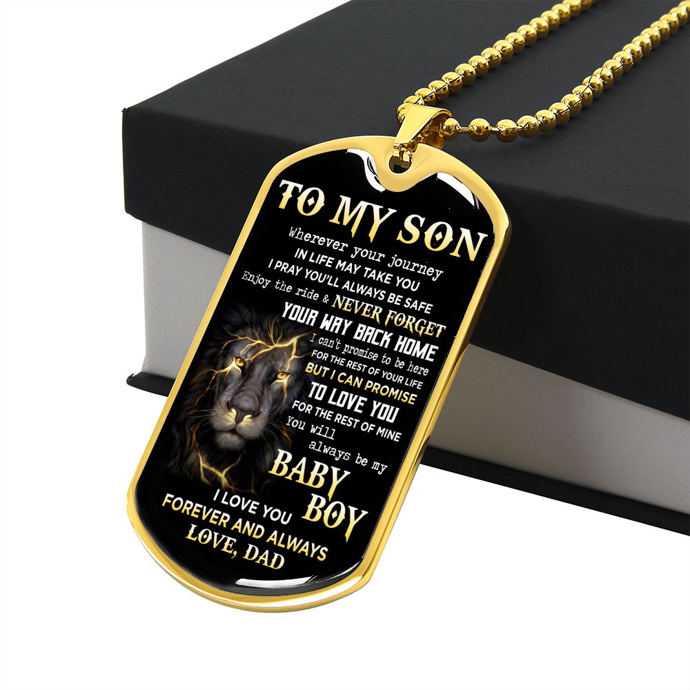 To My Son | Never Forget Your Way Back Home | Dog Tag Necklace | Christmas Gift For Son From Dad