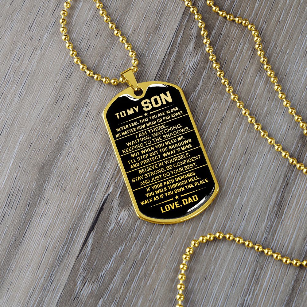 To My Son Dog Tag Necklace, Believe In Yourself, Gift For Son From Dad