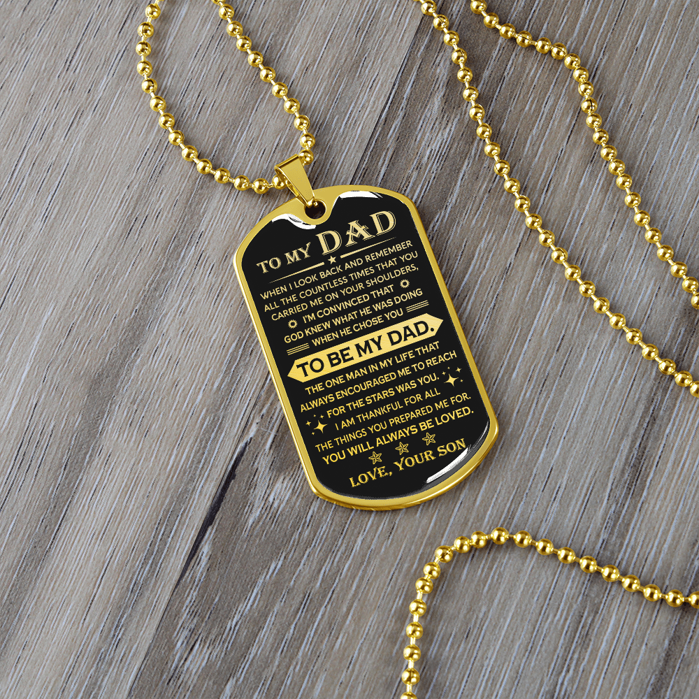 To My Dad Dog Tag Necklace | When I Look Back | Father's Day Gift for Dad
