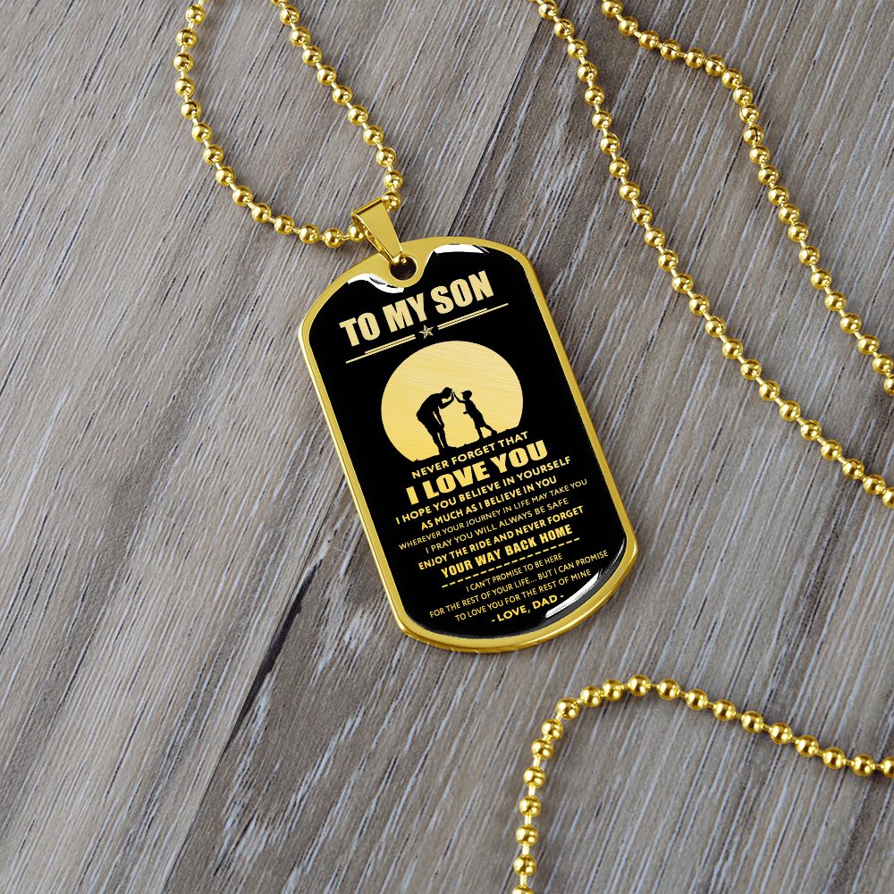 Son Way Back Home, Dog Tag Necklace, Gift For Son From Dad