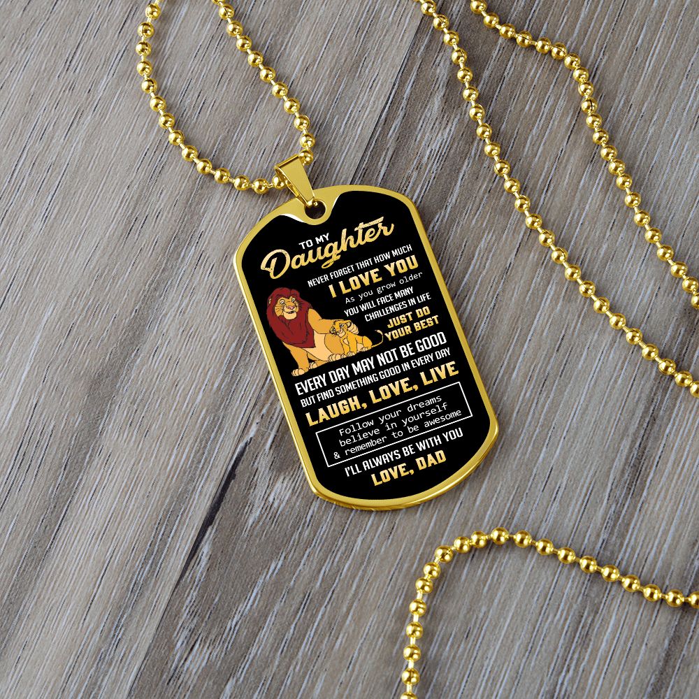 Daughter I'll Always Be With You, Dog Tag Necklace, Gift Idea For Daughter From Dad