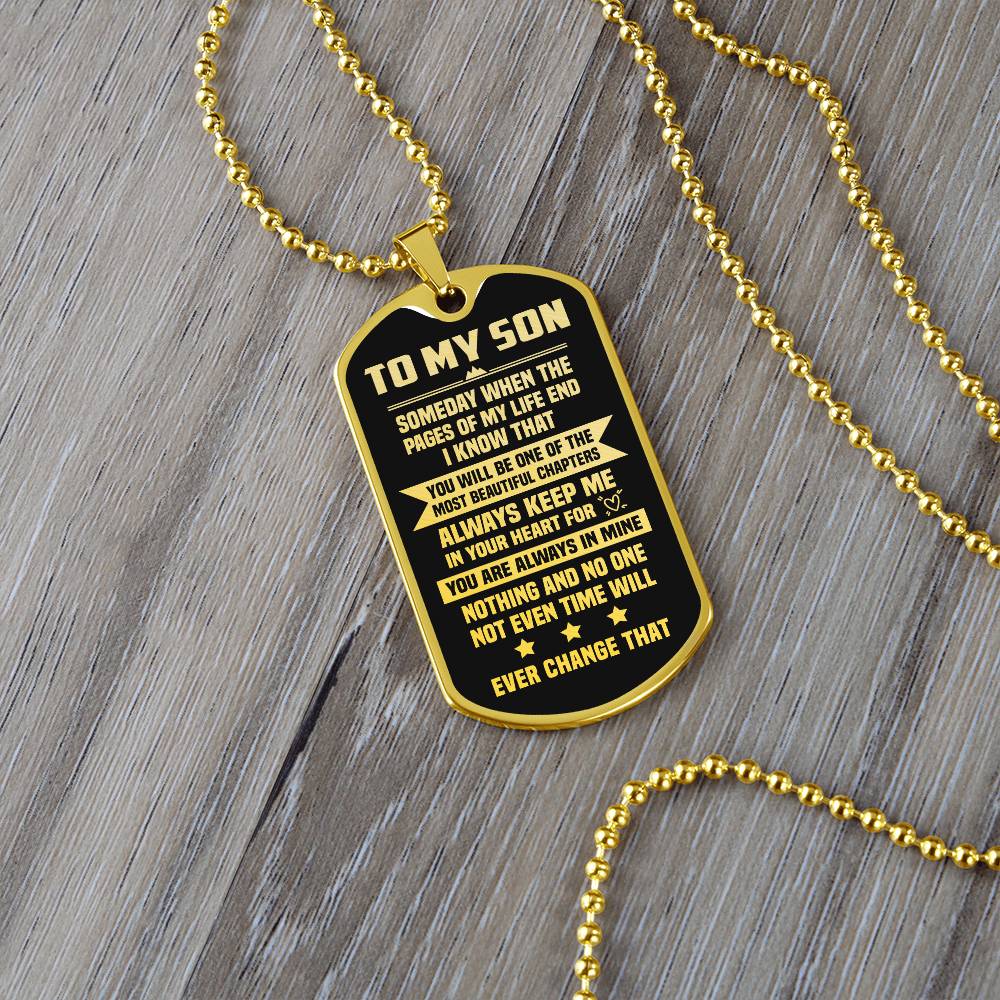 Son Most Beautiful Chapters, Dog Tag Necklace, Christmas Gift Idea For Son