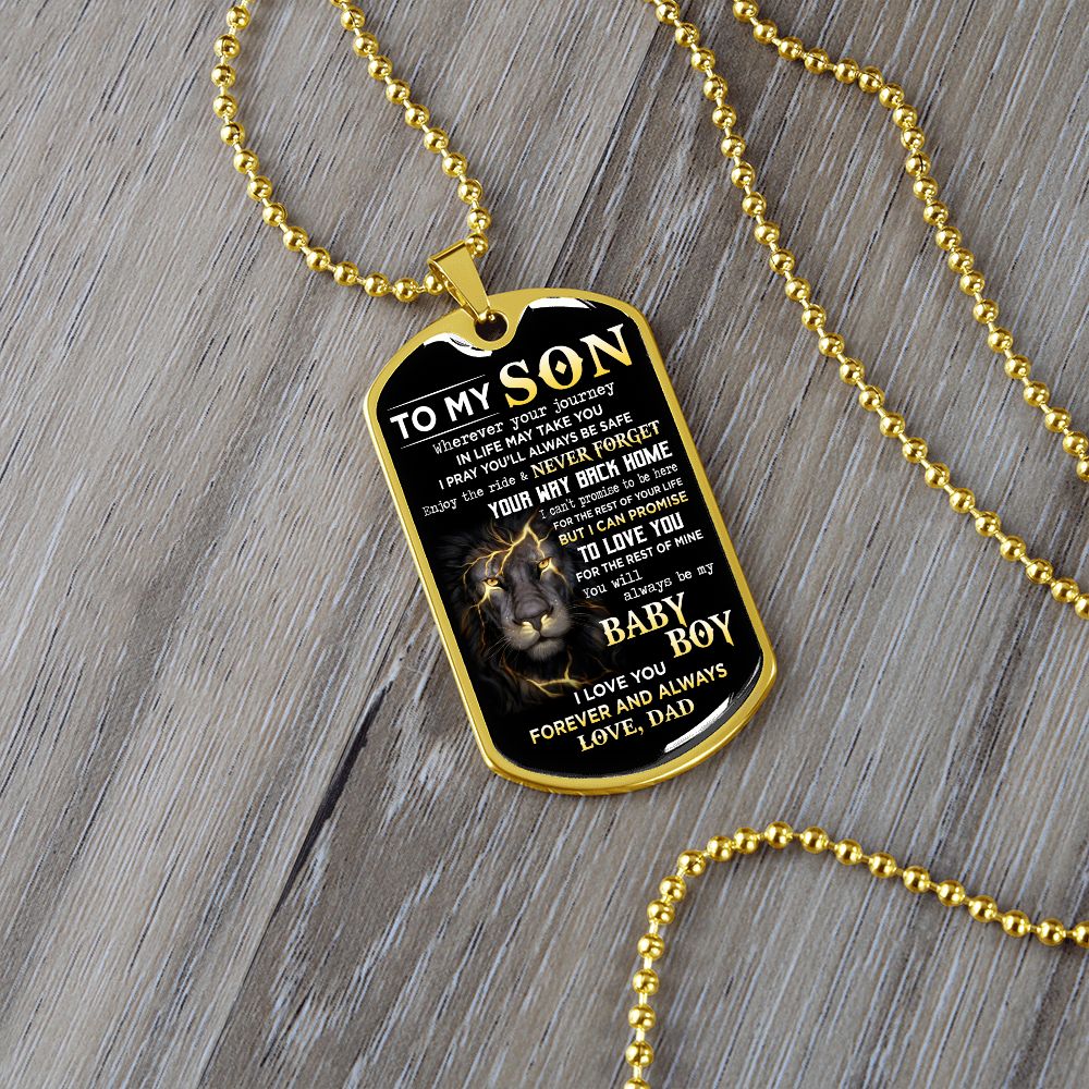 To My Son | Never Forget Your Way Back Home | Dog Tag Necklace | Gift For Son From Dad