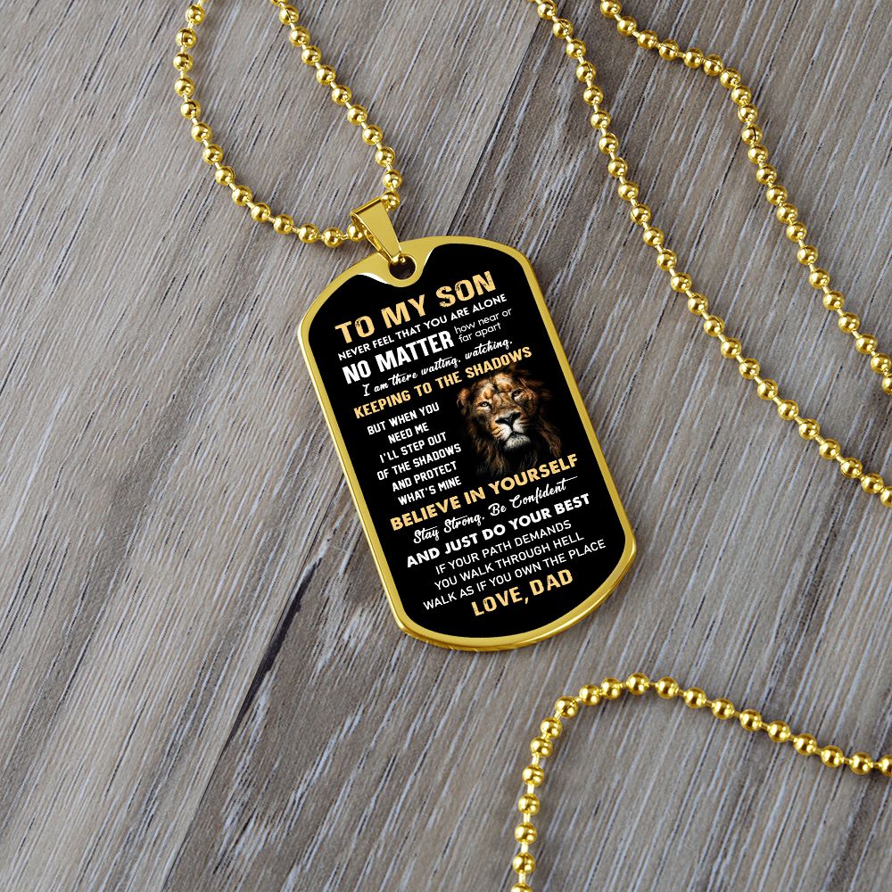 Son Keeping To The Shadows, Dog Tag Necklace, Anniversary Gift For Son From Dad