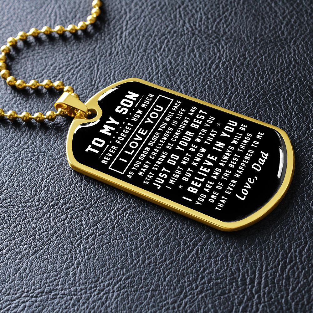 To My Son Gift From Dad | Stay Strong Be Confident | Dog Tag Necklace
