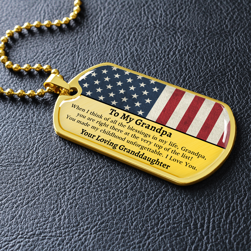 To My Grandpa | Blessings In My Life | Graphical Dog Tag