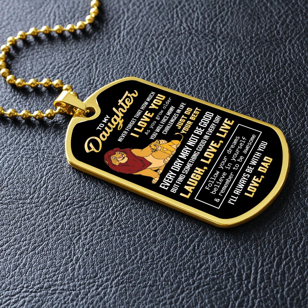 Daughter I'll Always Be With You, Dog Tag Necklace, Gift Idea For Daughter From Dad