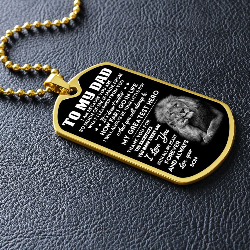 Dad My Greatest Hero, Dog Tag Necklace, Father's Day Gift For Dad