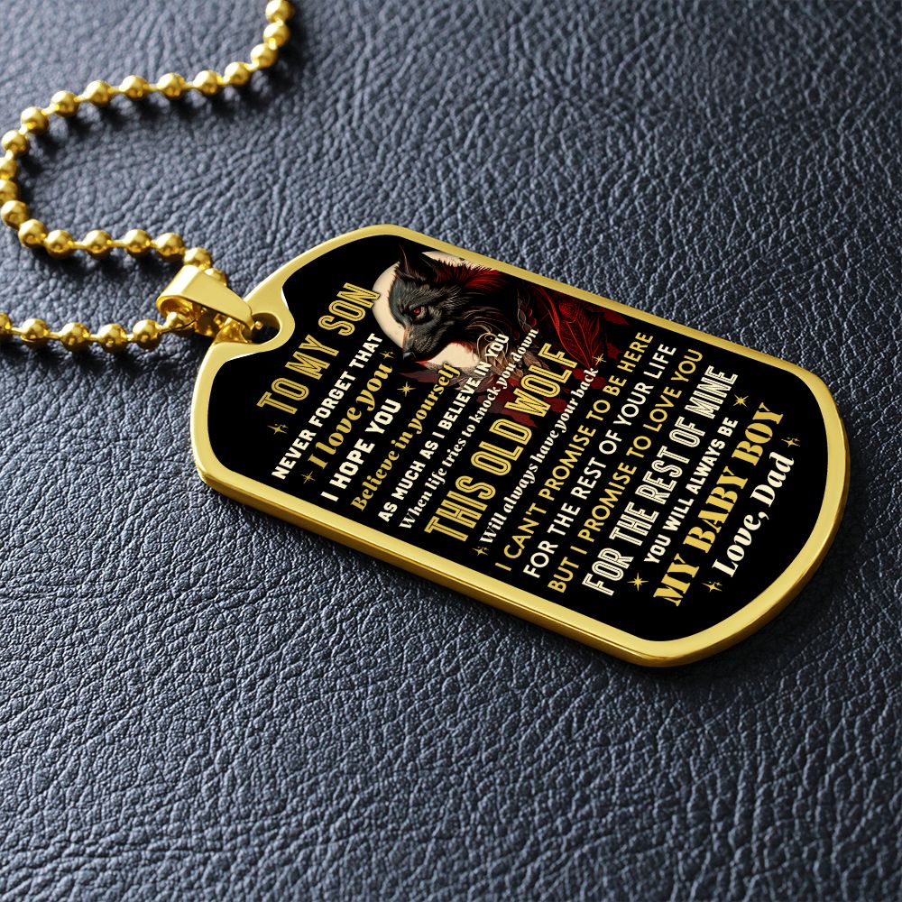 To My Son - Always Have Your Back, DogTag Necklace Gift