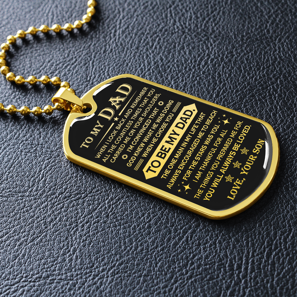 To My Dad Dog Tag Necklace | When I Look Back | Father's Day Gift for Dad