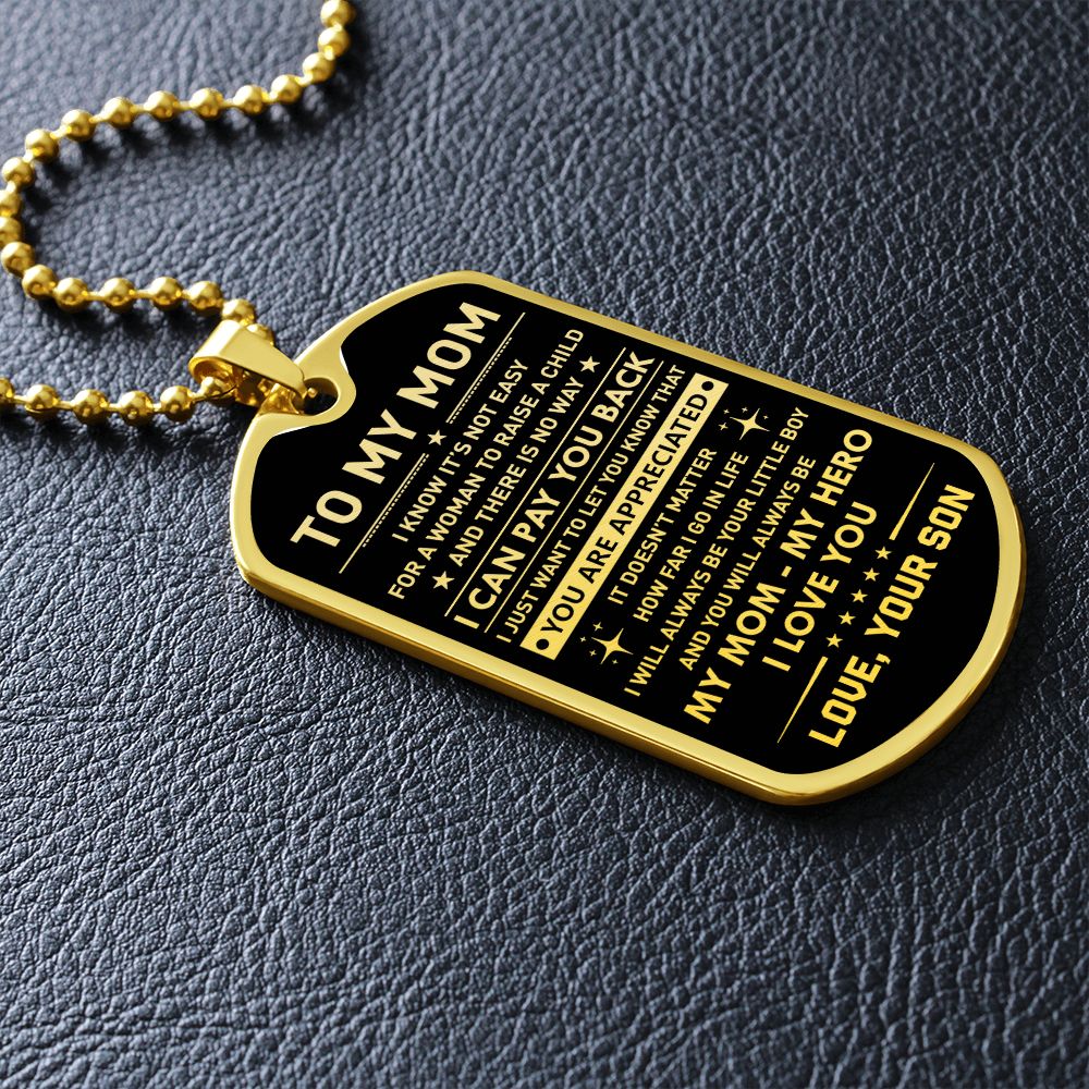 To My Mom - Always Be My Hero, DogTag Necklace Gift