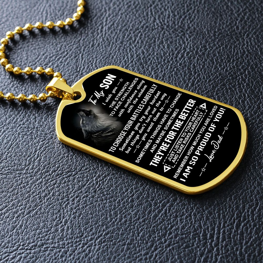 Son I Wish You, Dog Tag Necklace, Graduation Gift, Birthday Gift Idea For Son From Dad
