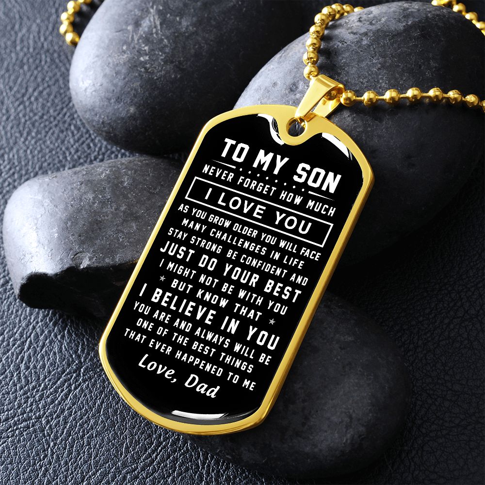 To My Son Gift From Dad | Stay Strong Be Confident | Dog Tag Necklace