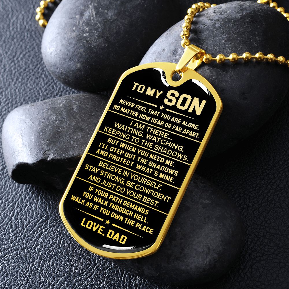 To My Son Dog Tag Necklace, Believe In Yourself, Gift For Son From Dad