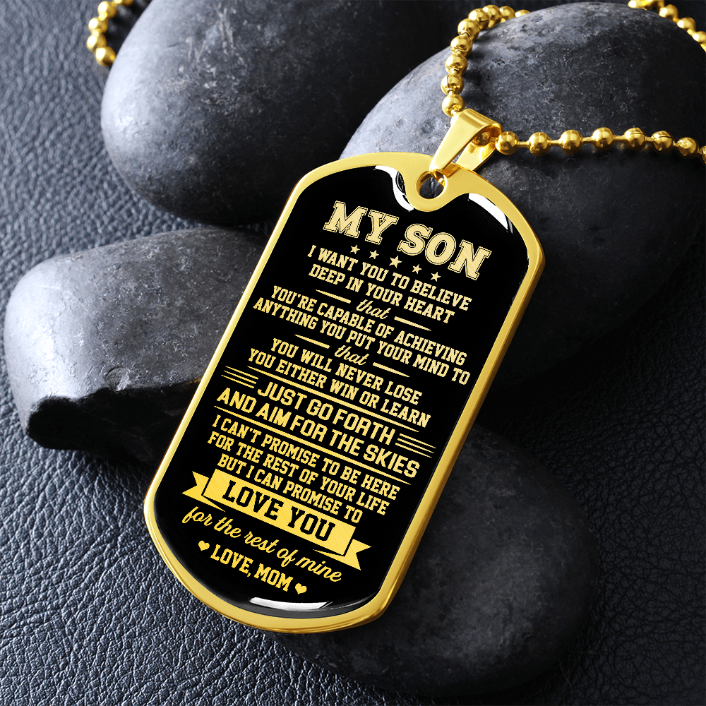 To My Son | Deep In Your Heart | Dog Tag Necklace | Gift for Son from Mom