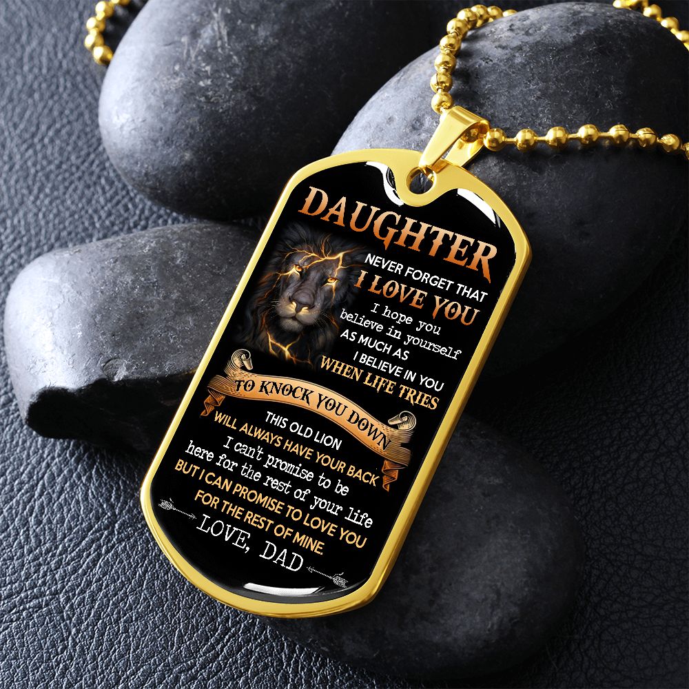 To My Daughter | This Old Lion | Dog Tag Necklace | Gift For Son From Dad