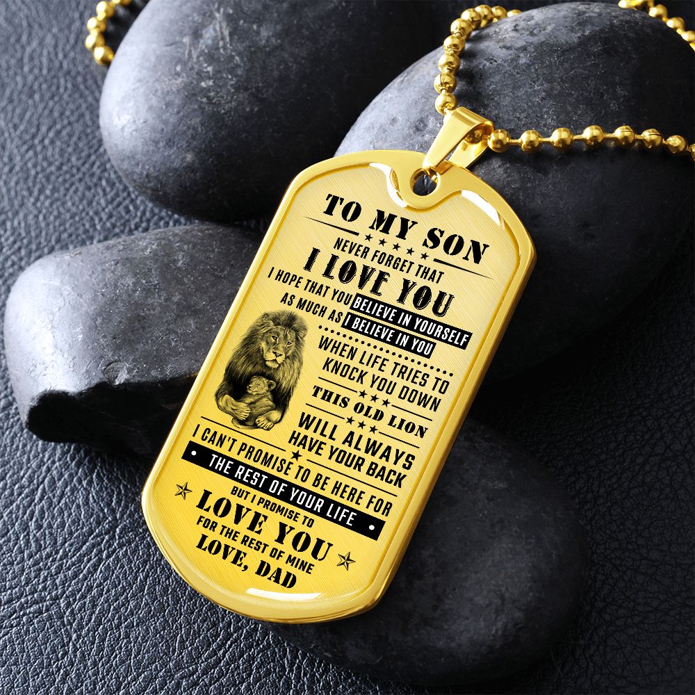 To My Son - This Old Lion Will Always Have Your Back, DogTag Necklace Gift to Son