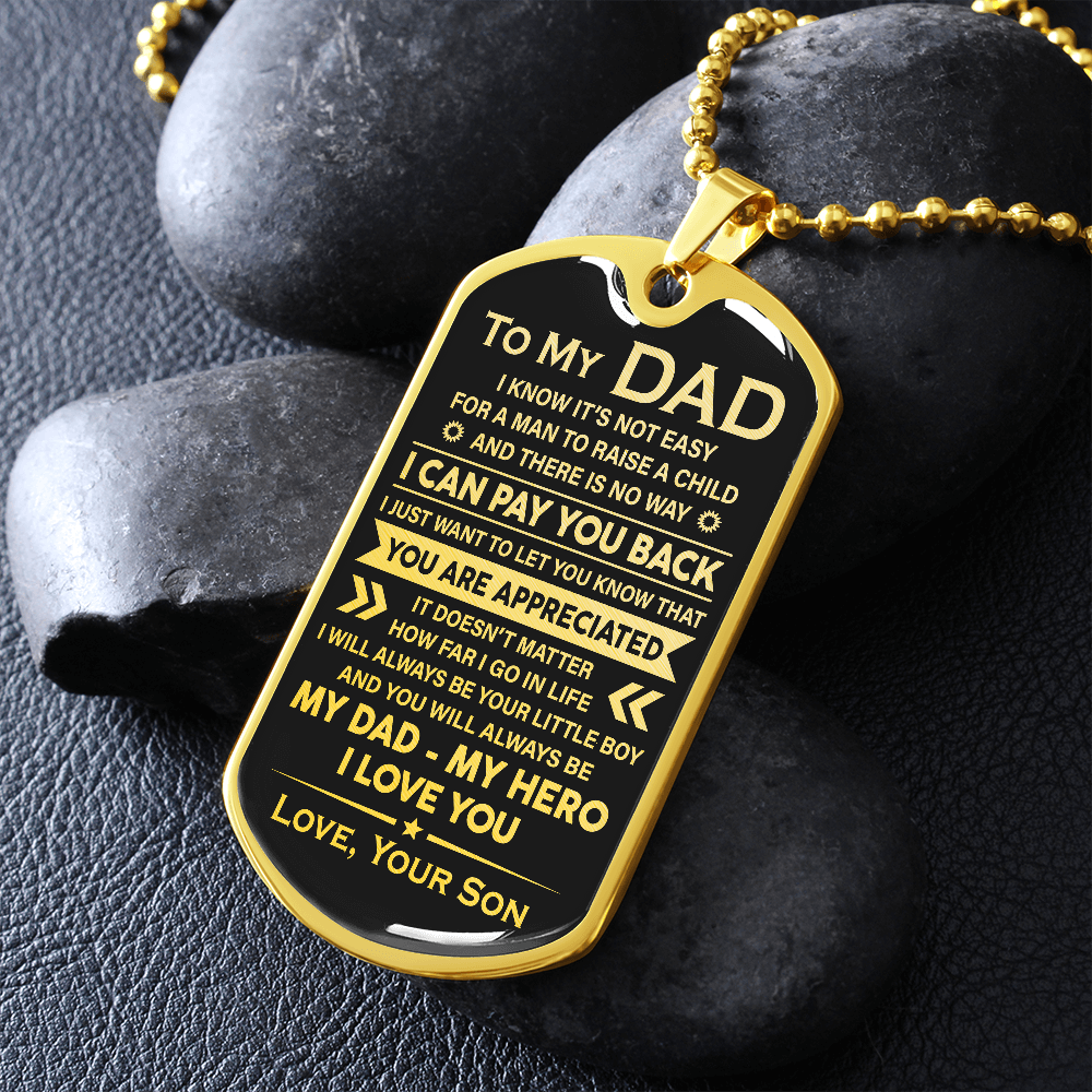 To My Dad | Man To Raise A Child | Dog Tag Necklace