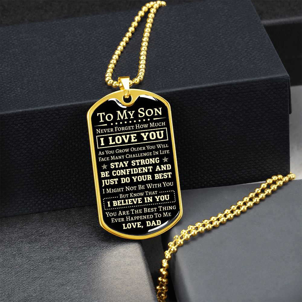 To My Son Dog Tag Necklace | Stay Strong Be Confident | Unique Gift Ideas For Son