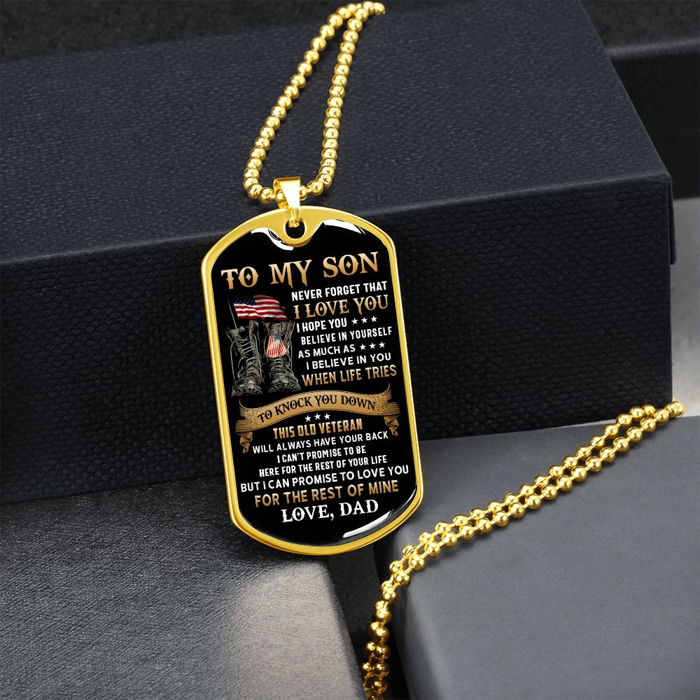 To My Son | This Old Veteran | Dog Tag Necklace | Gift For Son From Dad