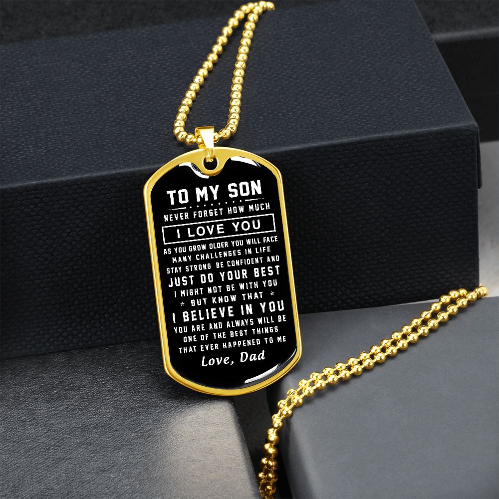 To My Son Gift From Dad | Stay Strong Be Confident | Dog Tag Necklace