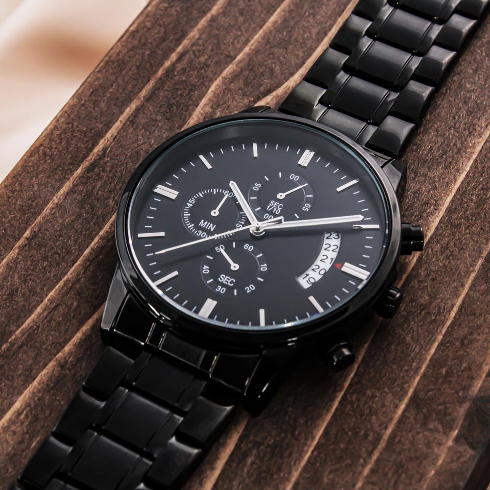 Son Never Lose, Engraved Design Black Watch, Gift For Son From Dad, Christmas Gift Idea