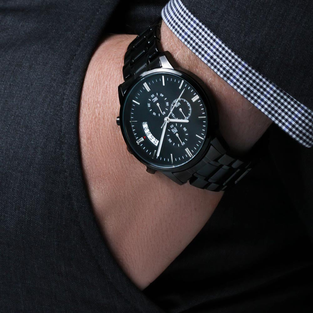 Son This Old Lion, Engraved Design Black Watch, Christmas Gift Idea, Son Gift From Dad