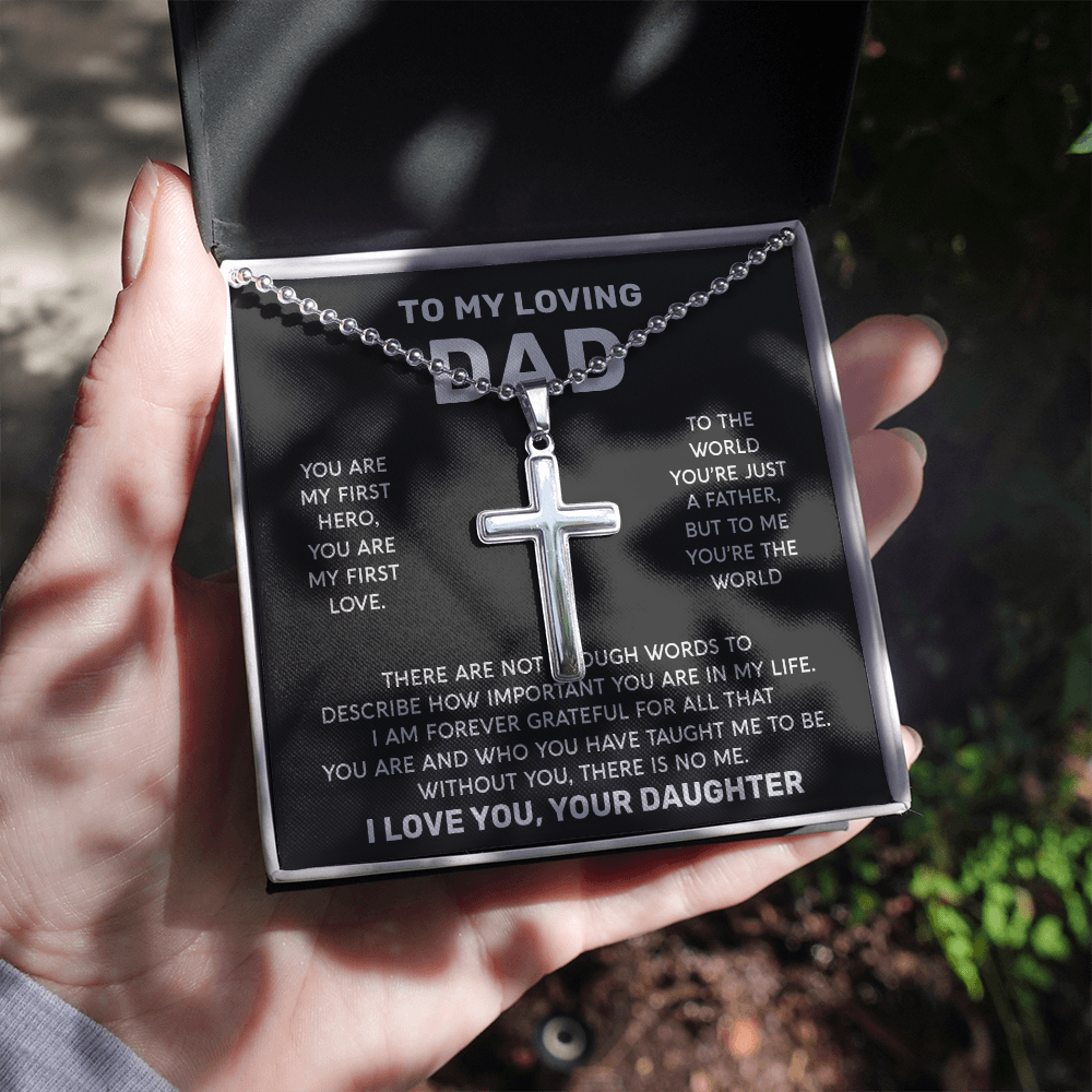 To My Loving Dad | You Are The World | Stainless Cross Necklace