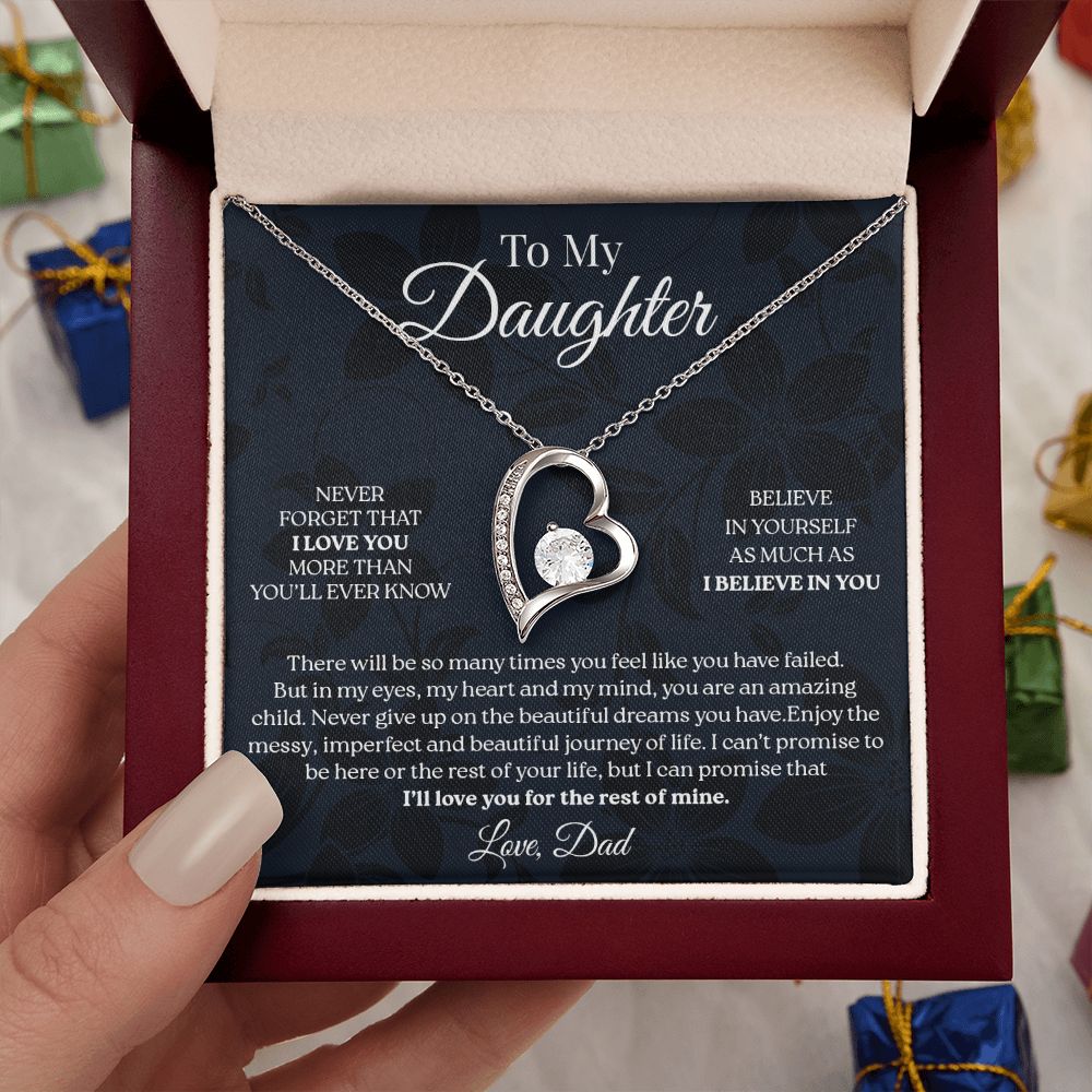 To My Daughter - Never Give Up, Forever Love Necklace Gift