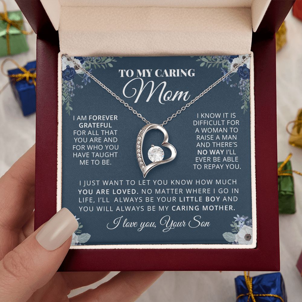 Mom My Caring Mother, Forever Love Necklace, Gift For Mom From Son, Mother's Day Gift Idea