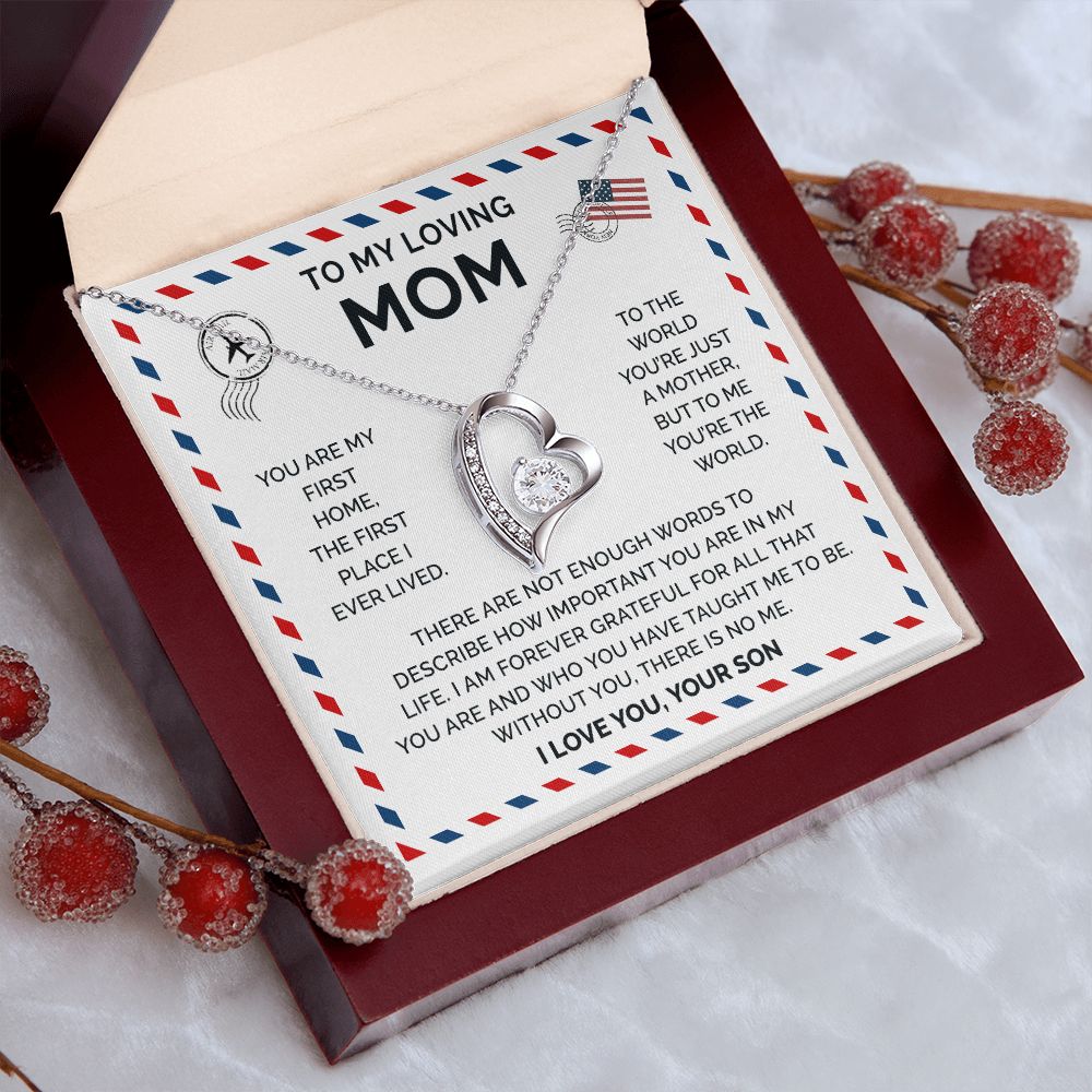 Mom You Are The World, Forever Love Necklace, Perfect Gift For Mother From Son