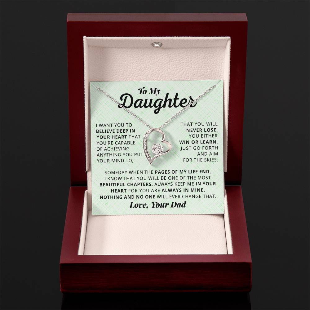 To My Daughter Believe Deep In Your Heart, Forever Love Necklace, Christmas Gift Idea For Daughter