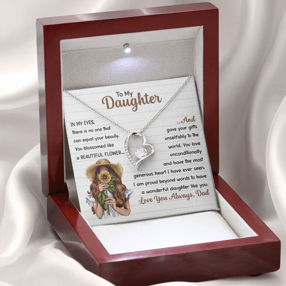 Daughter Beautiful Flower, Forever Love Necklace, Gift For Daughter From Dad, Christmas Gift Idea