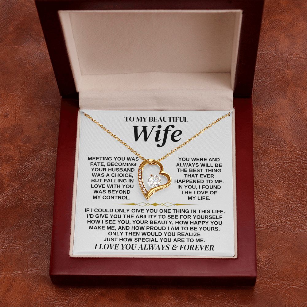 To My Beautiful Wife | Meeting You Was Fate | Forever Love Necklace | Romantic Gift for Wife